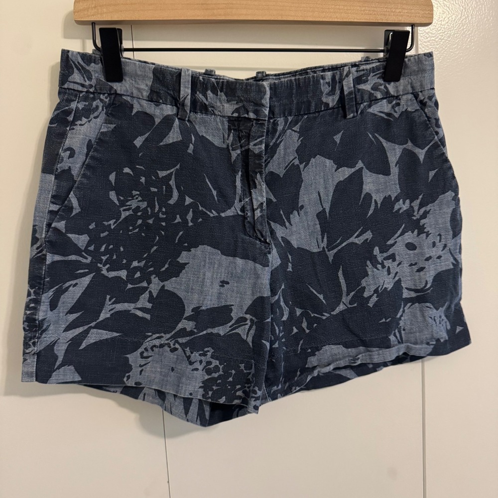 Gap Tailored Short Womens 4 Navy Blue Floral Print Cotton Chino Shorts 227130